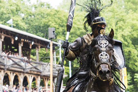 Medieval tournament with knights, performances, shows, food and drink typical of the area in Kaltenber, Germany.のeditorial素材