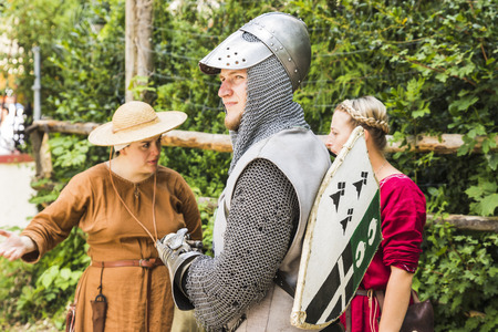 Medieval tournament with knights, performances, shows, food and drink typical of the area in Kaltenber, Germany.のeditorial素材