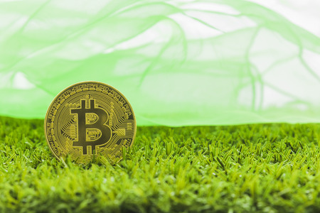A Bitcoin Cryptocurrency Digital Bit Coin BTC Currency Technology Business Internet Concept.の写真素材
