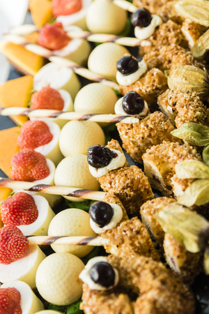 A exhibition with a variety of cakes, desserts and chocolatesの写真素材