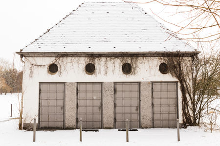 facade building with doors and windowsの写真素材