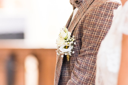 A Beautiful boutonniere of the groomの写真素材