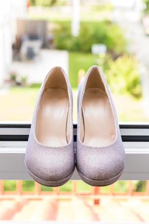 White wedding shoes for womenの写真素材