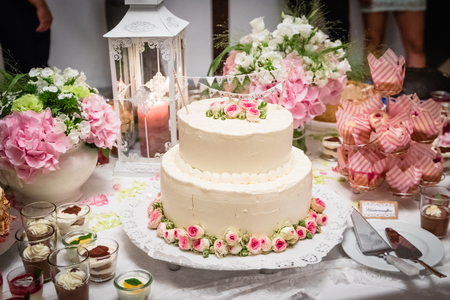 A wedding cake on the wedding dayの写真素材