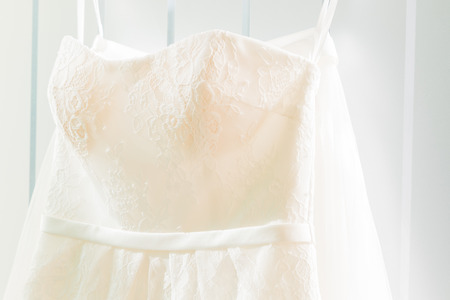 A White Wedding dress detailの写真素材