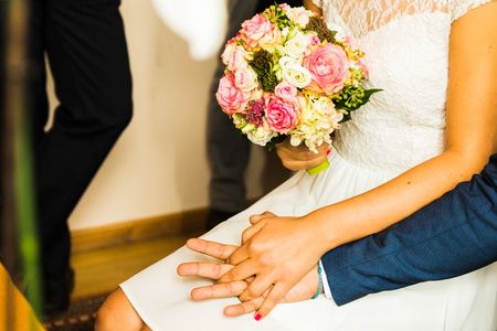 A bridal bouquet the day of the weddingの写真素材