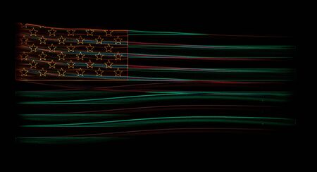 A United States flag with pop texture on black backgroundの写真素材
