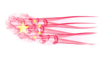 A China flag with smoke texture on white backgroundの写真素材