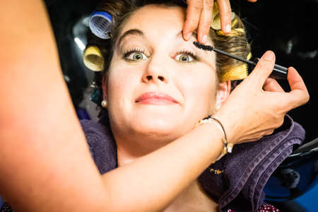 A Woman makeup session on her wedding dayの写真素材