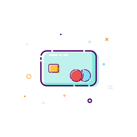 Concept credit cart icon. Thin line flat design element. purchase and payment online concept. Vector illustration isolated on white backgroundのイラスト素材