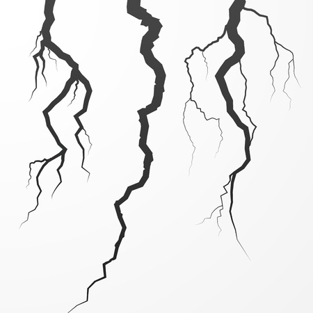 Set of rift and cleft. Split broken surfase. Crack vector illustration isolated on white backgroundのイラスト素材