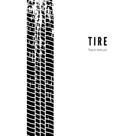 Tire track impression. Black tire texture. Vector illustration isolated on white backgroundのイラスト素材
