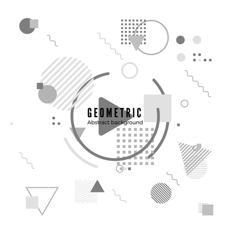 Geometric motion design texture. Simple geometry pattern with frame and text. Identity banner print. Vector illustration on white backgroundのイラスト素材