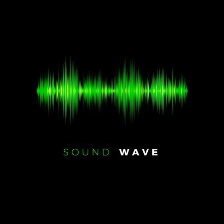 Audio wave. Sound beat line. Music equalizer on dark background. Vector illustrationのイラスト素材