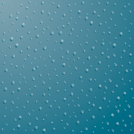 Drops of water. Rain or shower drops isolated on blue background. Vector illustrationのイラスト素材