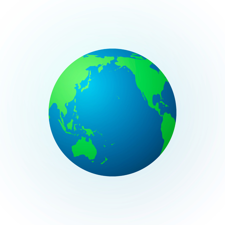 Earth in the form of a globe. Earth Planet icon. Colored world map. Vector illustration isolated on whiteのイラスト素材