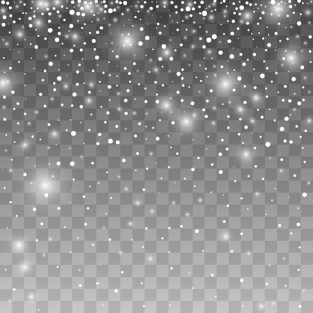 Realistic falling snowflakes. Vector illustration Isolated on transparent backgroundのイラスト素材