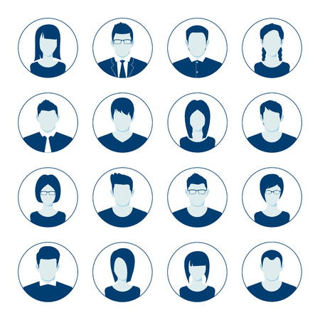 User account avatar. User portrait  icon set. Businessman portrait silhouette. Default Avatar Profile Icon Set. Man and Woman User Image. Vector illustrationのイラスト素材