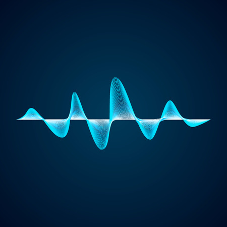 Sound wave pattern. Equalizer graf design. Abstract blue digital waveform. Vector illustration isolated on dark backgroundのイラスト素材