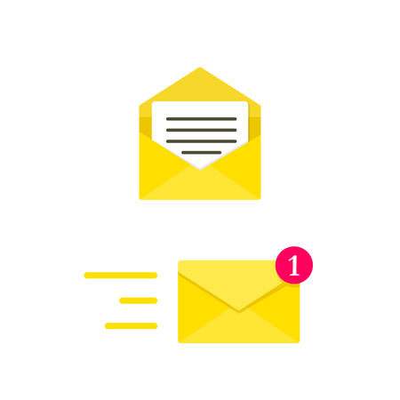 Email envelope concept. Digital mail. Yellow envelope. Vector Illustrationのイラスト素材
