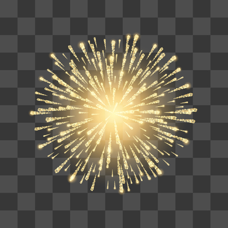Fireworks. Festival gold firework. Vector llustration on transparent backgroundのイラスト素材