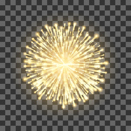 Fireworks on transparent background. Festival gold firework. Vector llustrationのイラスト素材