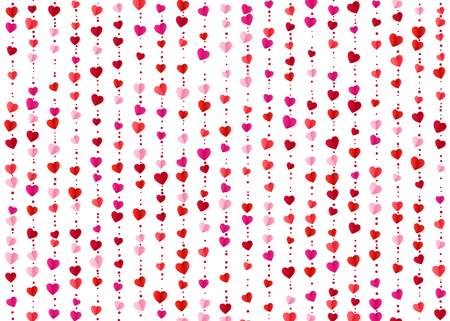 Colorful heart garlands. Valentines Day romantic background. Wrapping paper background. Vector illustrationのイラスト素材