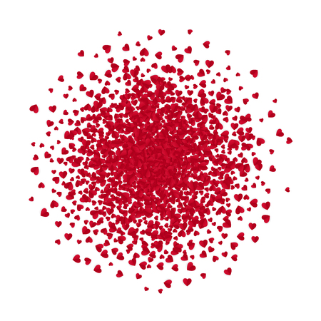 Red paper heart shape confetti. Vector illustration isolated on white backgroundのイラスト素材