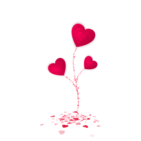 Heart flower symbol of love. Valentines Day or Womens Day greeting card. Cute flower from red hearts. Holiday decorative element. Vector illustrationのイラスト素材