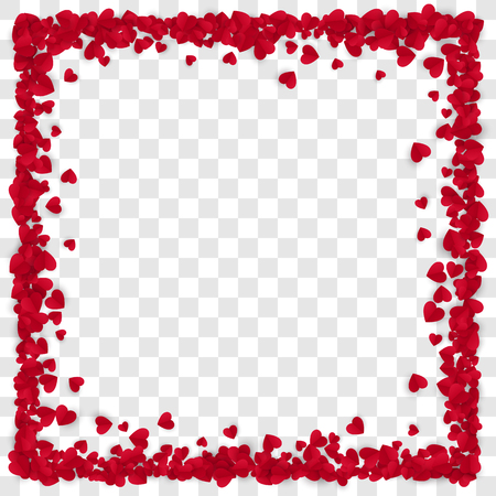 Red Paper Heart Frame Background. Heart Frame with space for Text. Vector illustration isolated on transparent backgroundのイラスト素材