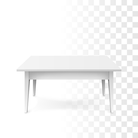 Realistic white table. White office table with shadow isolated on transparent background. Vector illustration のイラスト素材