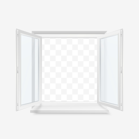 White Office Plastic Window. Window Front View. Vector Illustration Isolated on Transparent Backgroundのイラスト素材