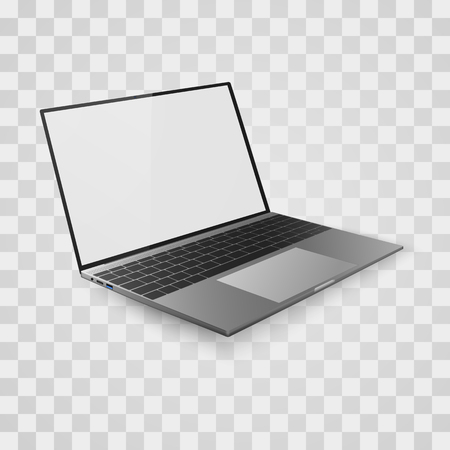 Laptop mock up. Open laptop with white screen. Vector illustration isolated on transparent backgroundのイラスト素材