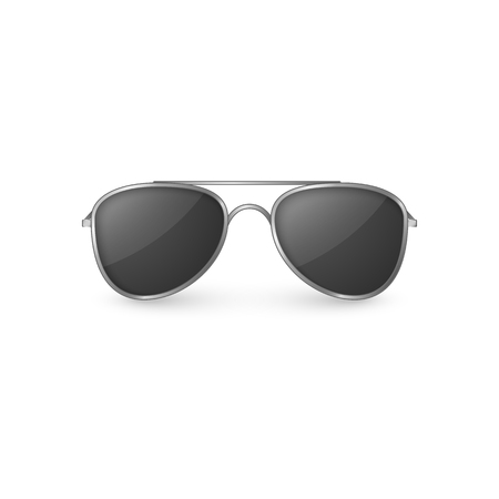 Realistic sunglasses front view. Plastic glasses with shadow. Vector illustration isolated on white backgroundのイラスト素材
