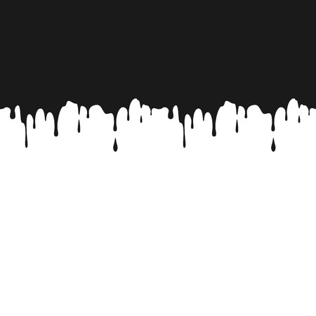 Black ink drips. Seamless Dripping Paint Texture. Splatters and Dripping. Vector illustration isolated on white backgroundのイラスト素材