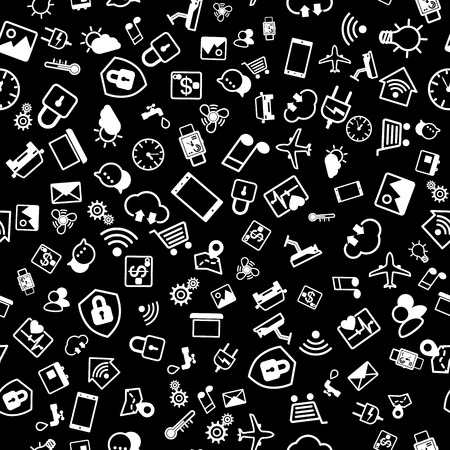 IOT concept. Internet of things icons seamless pattern. Icons collection for smart house or smart city concept. Vector illustrationのイラスト素材
