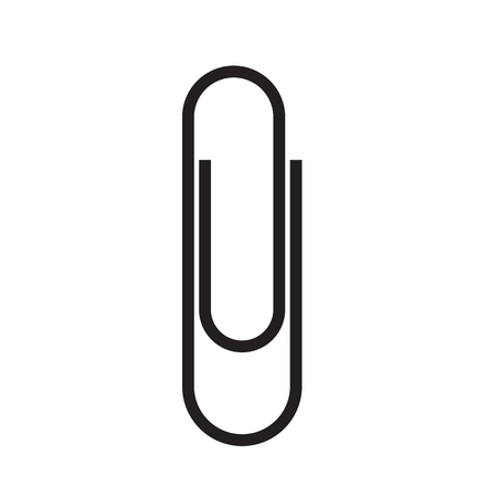 Paper clip attachment silhouette. Paperclip black icon. Attach file business document. Vector illustration isolated on white backgroundのイラスト素材
