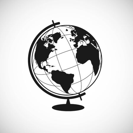 Earth Icon in trendy flat style. Globe silhouette. World globe pictogram for web site design, logo, app. Vector illustration  isolated on white backgroundのイラスト素材