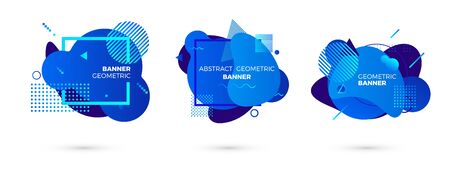 Creative geometric banner template. Colorful blue gradient shapes. Modert graphic elements. Vector illustration isolated on white backgroundのイラスト素材