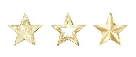 Set of golden stars with glitter. Decoration element. Luxury elegant award - Star. Vector illustrationのイラスト素材