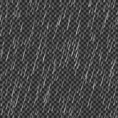 Seamless rainfall texture. Rain drop. Vector isolated on transparent backgroundのイラスト素材