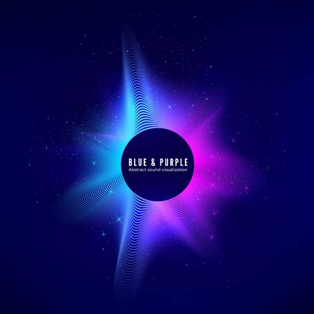 Digital audio data. Sound waves visualization. Electronic equalizer in neon colors. Vibrant music energy. Vectorのイラスト素材