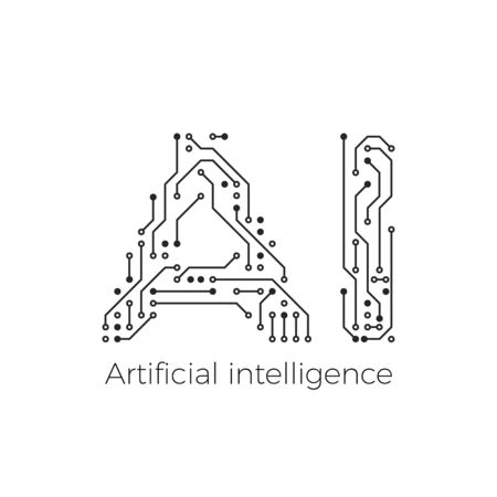 Artificial intelligence concept. Circuit board AI. Vector illustrationのイラスト素材