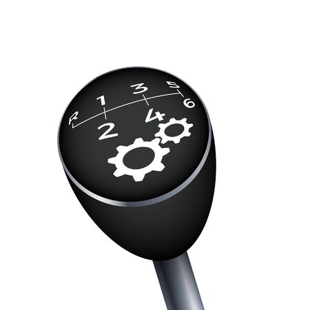 Gear Knob. Black Gearbox illustration. Mechanic car transmission. Vector illustraionのイラスト素材