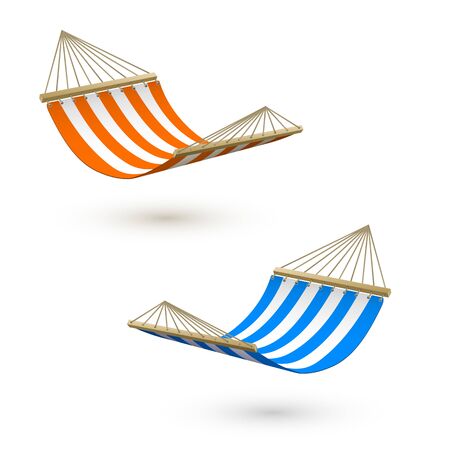 Hammock template. Camping or picnic relaxation. Tourism or vacation concept. Vector illustrationのイラスト素材