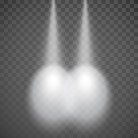 Car lights. Automobile headlight. light rays of vehicle headlights top view. Vectorのイラスト素材