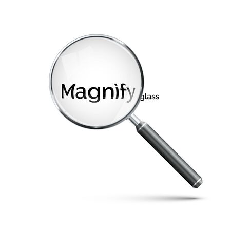 Magnifying glass with metal frame and black handle. Realistic style icon. Vectorのイラスト素材