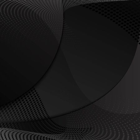 Abstract Halftone Background. Halftone Element on Blakc Backdrop. Modern Geometric Motion Design Pattern. Vector Illustrationのイラスト素材