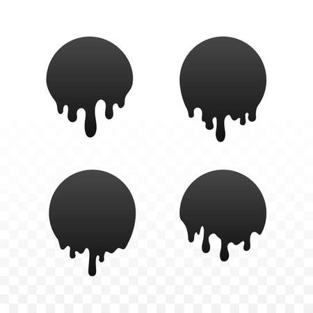 Dripping black circles of paint. Liquid drops of ink. Dripping liquid. Vector illustrationのイラスト素材
