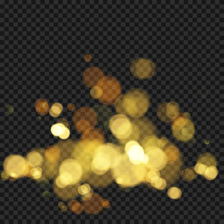 Festive background with defocused lights. Effect of bokeh. Christmas glowing warm golden glitter element for your design. Vector illustrationのイラスト素材